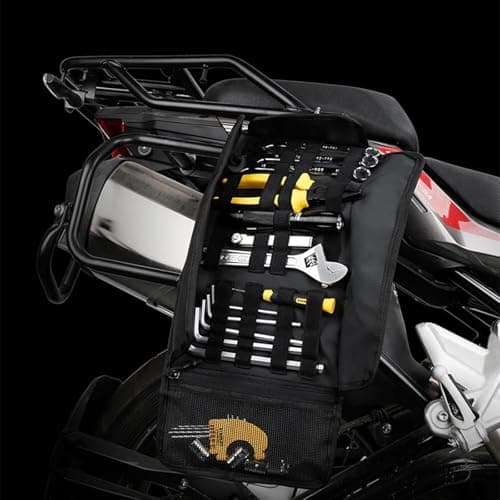 Fabric Motorcycle Tool Bag with Organized Compartments, Foldable Storage Organizer for Road Trips, Portable Tool Roll for Motorcycle Enthusiasts, Compact Travel Gear Accessories for Outdoor Adventures — view 6