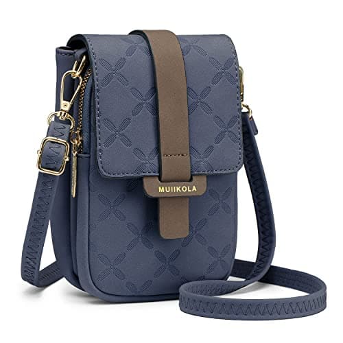 MUIIKOLA Small Phone Shoulder Bag,Women's RFID Blocking Large Capacity Phonebag Vegan Leather, Wallet with Card Slots, Adjustable, Removable Shoulder Strap, For Cell Phones up to 6.9"