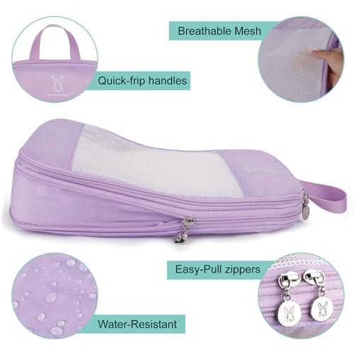 6/8 Set Space Saving Compression Packing Cubes Lightweight Packing Cube, Lavender, 6 Pcs(XL,L,M*2,S,laundry bag), Modern — view 6