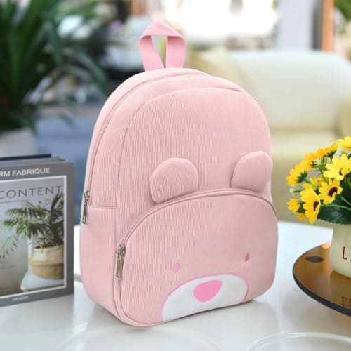 Aomig Kids Mini BackpackRucksack, Toddler Cartoon School Preschool Kindergarten Elementary Small Adjustable Corduroy Rucksack for School Travel(Cute Bear) — view 6