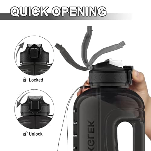 GLEKGLEK 2L Water Bottle with Straw, BPA Free, Black — view 5
