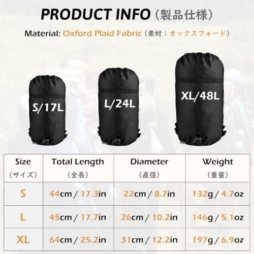 TRIWONDER Stuff Sack Sleeping Bag Compression Sacks Waterproof Storage Bag for Household Products Outdoor Camping (Black, S) — view 2