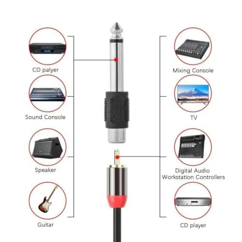 Kjzeex 6 Pack 6.35mm Male Mono Jack Plug to RCA Female, Phono Socket — view 3