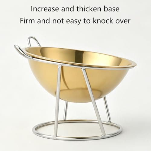 Raised Stainless Steel Pet Feeder for Cats and Small Dogs, Gold — view 4