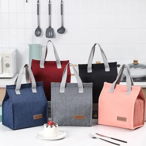HZYUEKUN Lunch Bags for Women Men, Reusable Insulated Leak-Proof Portable Tote, Waterproof Container for Kids Girls Boys Adults, Thermal Cooler Box Adults Work School Travel Picnic(Wine Red) — view 6