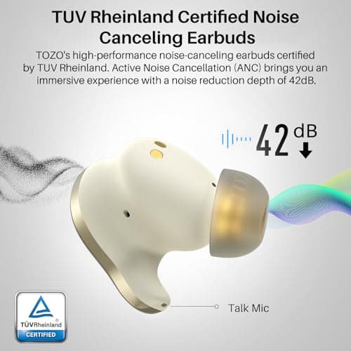 TOZO Golden X1 Wireless Earbuds Balanced Armature Driver and Hybrid Dynamic Driver, Bluetooth Headphones OrigX Pro, LDAC & Hi-Res Audio, Environment & Active Noise Cancellation Headset Champagne — view 3
