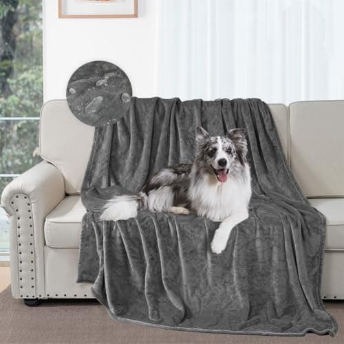 DUJUIKE Waterproof Bed Blanket, Waterproof Dog Blanket, Double-Sided Flannel Leak-Proof and Spill-Proof Cover Blanket for Dogs and Cats, Home Protection Cover, Camping and Travel (Grey, 152x202cm) — view 2