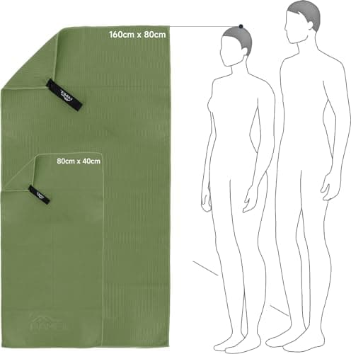 Pameil Microfibre Towel Set of 2, 160 x 80 cm Bath Towel + 80 x 40 cm Fitness Towel, Green, Microfibre — view 4
