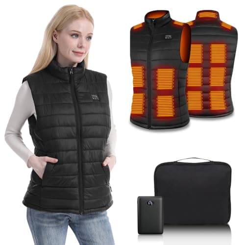 Rtdep Heated Gilet for Women, Heated Vest with 15 Heating Zones Winter Heated Body Warmer with Battery Pack, Women's Heating Jacket Electric Vest Outerwear(S)