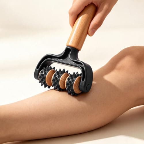 Wooden Massage Roller Handheld - 3-Wheel Ergonomic Back Neck Tool — view 2