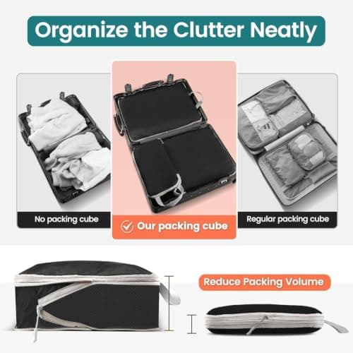 LANSKLBD 4/6/8 Set Packing Cubes for Suitcases Travel Luggage Packing Organizers,Travel Accessories Essentials Luggage Organizer with Shoe/Tioletry/Laundry Bag (Black, 4 set) — view 2