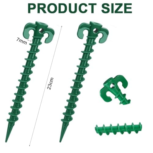 10 Pack Heavy Duty Tent Pegs Plastic Ground Pegs Heavy Duty Screw in Ground Stakes Camping Pegs Tent Peg for Camping Awning Garden Hiking Beach Outdoor Green — view 2