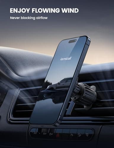 Lamicall Magnetic Car Phone Holder Vent 2025 Upgrade 6X N52 Strong Magnets, Universal Mobile Phone Mount Hook, 360 Rotating Air Vent Cradle for iPhone, Samsung, Huawei, All Smartphones & Tablets — view 6