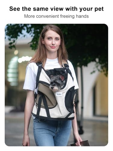 Dog Carrier Backpack, Dog Carrier Bag for Small Medium Dogs and Cats, Dog Backpack up to 18.7 lbs, Breathable and Comfortable Pet, Portable Travel Bag for Hiking Travel Outdoors, Beige — view 4