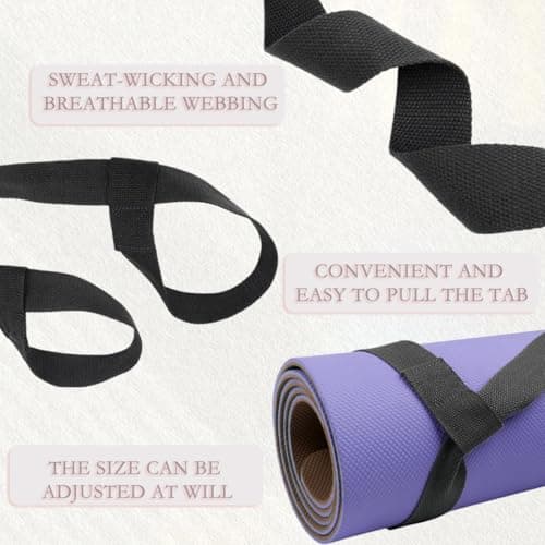 BAVALIN Yoga Mat Strap for Carrying - Cotton Yoga Mat Carry Strap Sling, Adjustable Loops for all Mat Sizes(Yoga Mat not included) — view 3