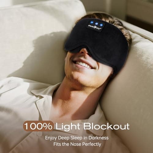 MUSICOZY BambooCotton Sleep Mask Headphone with Dual Removable 3D Eye Cups — view 2