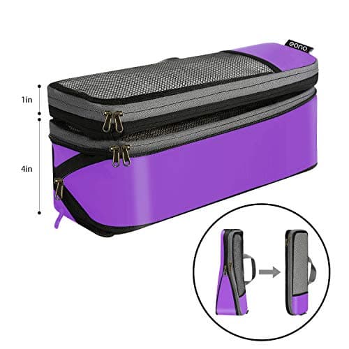 Eono Compression Packing Cubes, Luggage Organiser Set, Extensible Suitcase Organiser, Packing Organisers for Suitcases, Packing Cubes for Travel or Home Storage - Purple, 6 Set — view 3