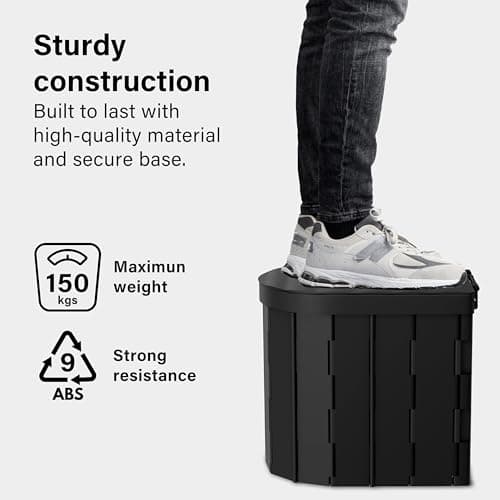 Portable Camping Toilet for Adults with Lid, Foldable Travel Toilet with Carry Bag & Disposal Bags, Outdoor Portable Toilet for Camping, Fishing, Campervan, Caravan & Festivals, 150kg Load Capacity — view 4