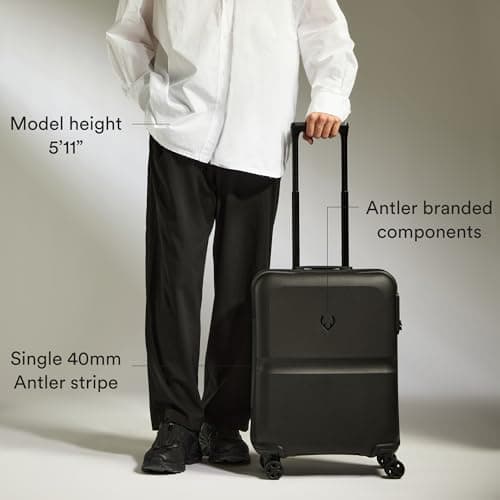 ANTLER Single Stripe Hard Shell Cabin Suitcase with Laundry Bag - 55x40x20cm 39L, Lightweight, 4 Spinner Wheels, TSA Lock, Black - Carry on Luggage Approved by easyJet, Ryanair and British Airways — view 5