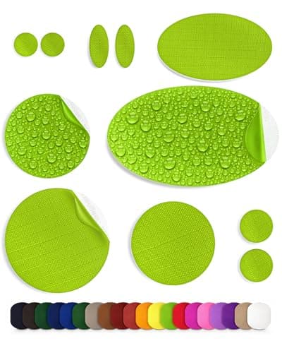aZengear Self-Adhesive Repair Patches (30+ Colours) for Down Jackets, Puffer Coats, Tents, Upholstery - Waterproof, Tear-Cold-Heat-Resistant Nylon Polyester Fabric (11 Pcs, Green)