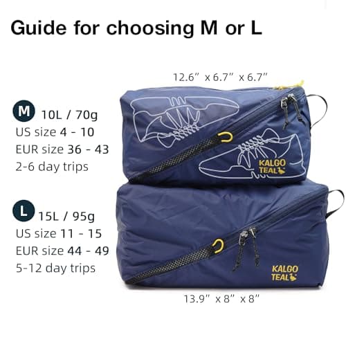 Ultralight Travel Shoe Bag 15L, Fits 2 Pairs Shoes, Large Water-Resistant Packing Cube. — view 4