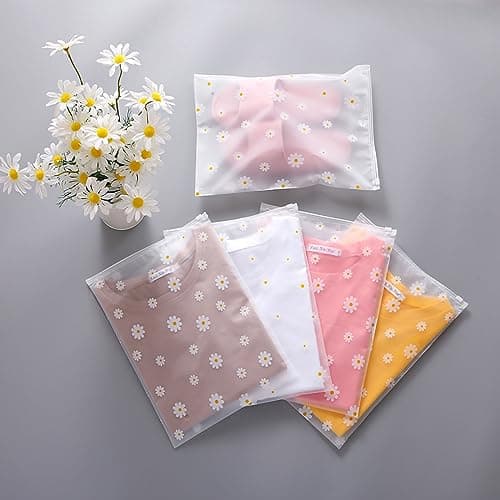 KEYRI 20 Pcs Reusable Frosted Zip-Lock Seal Clothes Travel Storage Hospital Shoes Waterproof Luggage Organizer For Clothes Shoes Cosmetics Travel Essentials (Floral) — view 5