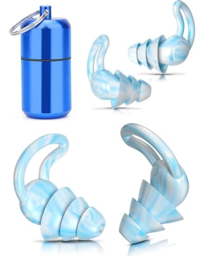 Ear Plugs for Sleep, Noise Cancelling Ear-Plugs Reusable Soft Silicone Earplugs for Sleeping, Snoring Partner, Travel, Deep Focus, Side Sleepers, Work & Studying, Comfortable,Blue2Pairs
