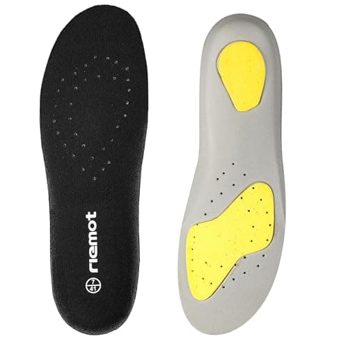 riemot Sports Insoles Men, Shock-Absorbing Shoe Inserts for Walking, Running, Work, Breathable Cushion Pads for Trainers Sneakers, All-Day Comfort Inner Soles, Black, UK 12 — view 3