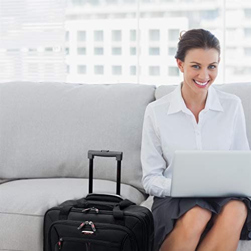 Aerolite Premium Padded Business Laptop Roller Case with 2 Wheels Approved for Ryanair Priority Boarding, Easyjet Plus, BA and More Airlines. Fits up to 15.6 Inch Laptops (Black) — view 4