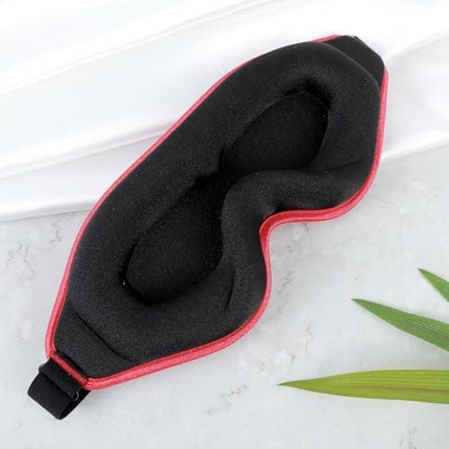 WLLHYF Silk Sleep Mask, 3D Stereo Deep Sleep Eye Mask Comfortable Adjustable Cute Block Out Light Eye Covers for Man and Woman All Night Sleep (Dark Red) — view 6