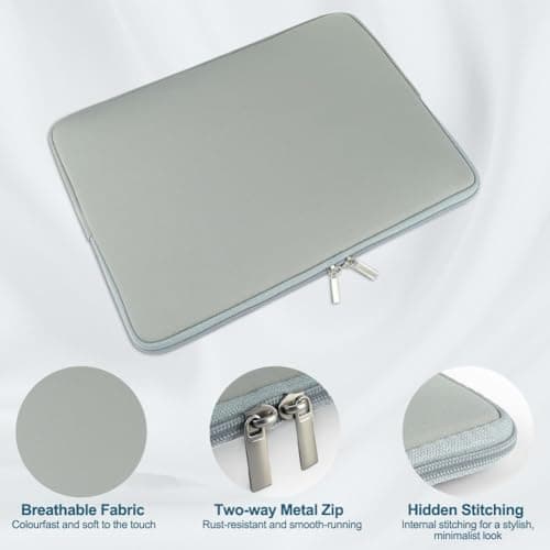 Adiwo Laptop Sleeve for 13 Inch, 360° Protective Puffy Laptop Sleeve, Two-Way Metal Zipper, Hidden Stitching, Compatible with 13 Inch MacBook, Asus, Dell, HUAWEI, iPad Pro/Air, Grey — view 3
