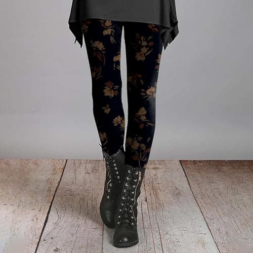 Leggings for Women UK Tummy Control Autumn and Winter High Waisted Trousers Artistic Printed Ladies Soft Stretchy Yoga Pants for Workout Fitness 2025 (Yellow, S) — view 4