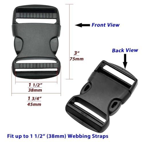 LiteTour 2 Set 50mm Tri-Glide Side Release Buckles Replacement for Repairing, Packaging, Pet Collar Making — view 5