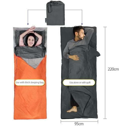 MYCARBON Travel Sleeping Bag Liner 100% Cotton, 220 x 95cm, Zipper type — view 4