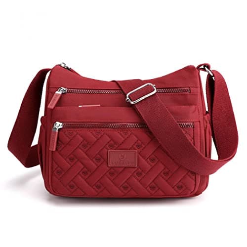 Milky Way Womens Multi Pocket Casual Crossbody Bag Waterproof Shoulder Messenger Bag Handbag for Daily Use Travel (burgundy)