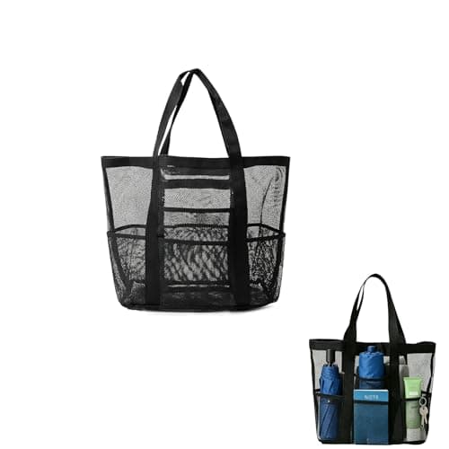 Mesh Beach Bag,Large Lightweight Tote Bag Sand Free 8 Pockets Beach Hollow