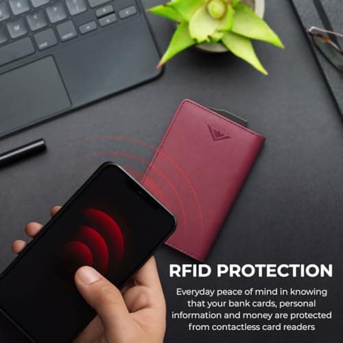 Stealth Wallet - Burgundy Slim RFID Blocking Metal Card Holder for Men — view 3
