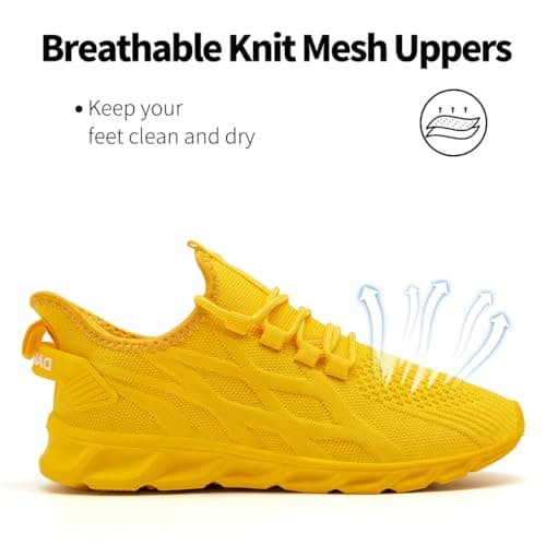 UROMGV Womens Sneakers Slip on Walking Running Shoes Tennis Trainers Workout Fitness Sports Athletic Lightweight Breathable Fashion Casual Yellow UK 7 — view 5