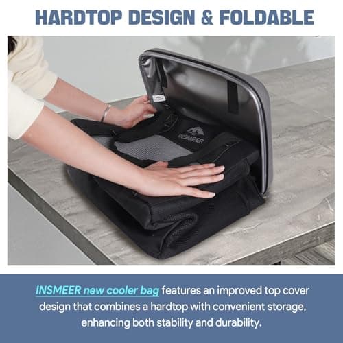 INSMEER Large Cool Bag 40 L, 60 Cans Cool Bag Foldable with Hard EVA Top for Drinks, Waterproof Cooler Bag Medium, Cool Box, Insulated Bag, Thermal Picnic Bag for 4 Camping, Beach, Travel — view 6
