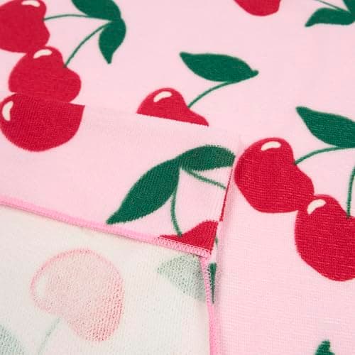 OHS Cherry Sun Lounger Towel with Pockets Soft Quick-Dry Absorbent Large Beach Towel in a Bag & Inflatable Bolster Pillow Sun Lounger Travel Cushion Microfibre Summer Holiday Essentials Bundle — view 5