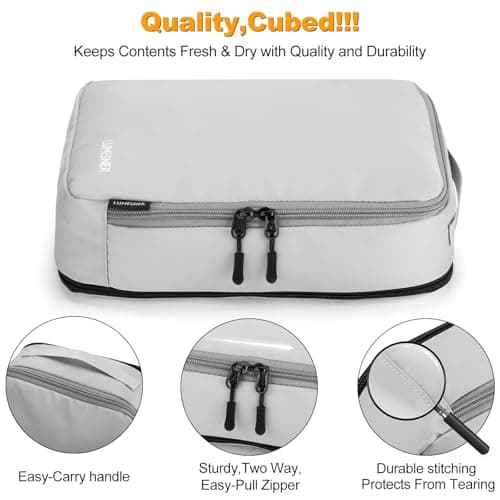 Compression Packing Cubes, Lumesner 8 Set Travel Essentials Packing Cubes for Carry on Suitcases, Compression Suitcase Organizers Bag Set & Travel Cubes (8-piece,Grey) — view 6