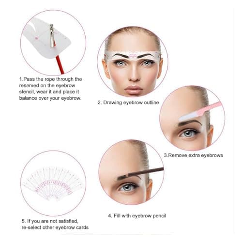 12 Piece Reusable Eyebrow Stencil Kit with Strap Tool — view 6