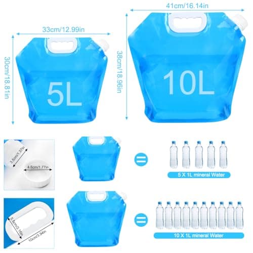 flintronic 2Pcs Collapsible Water Container, Large Capacity Foldable Water Container, Portable Carrier Water Bag Reusable, BPA-Free, for Sport, Hiking, Camping, BBQ (5L+10L) — view 2