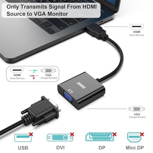 BENFEI HDMI to VGA, 10 Pack Gold Plated HDMI to VGA Adapter (Male to Female) for Computer, Desktop, Laptop, PC, Monitor, Projector, HDTV, Chromebook, Raspberry Pi, Roku, Xbox and More — view 2