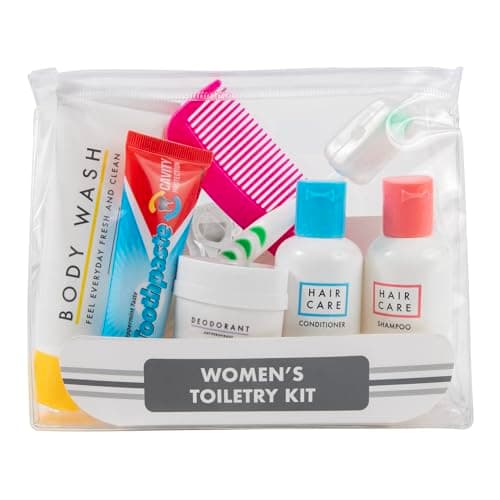 Trailmaker Adult Hygiene Kits, 13-Piece Homeless Care Package Supplies, Personal Care Essentials for Men and Women, TSA approved, Women's Kit, Travel Kit