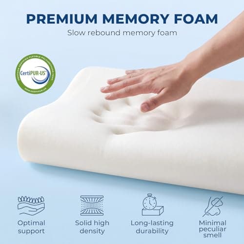 PKBD Memory Foam Pillow, Dual Height Ergonomic Pillow, White-Purple — view 5