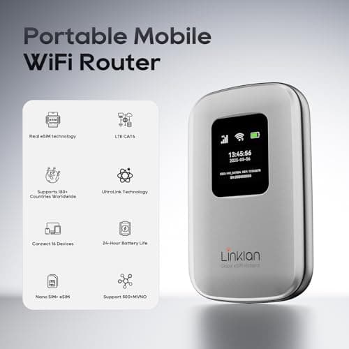 Portable Mobile Hotspot–eSIM Global WiFi Hotspot,No SIM Card/Contract Needed, 16Devices,180+ Countries, Compact Wireless Router for International Trips & Business 【Free 15 days of 5GB data in UK】 — view 3