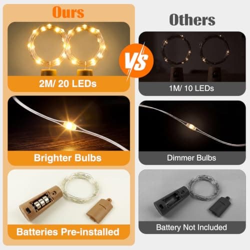 btfarm 6 Pack Bottle Lights with Cork 2M 20LED Fairy Light Battery Operated — view 4