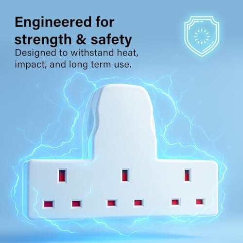 13A 3 Gang UK 3-Pin Power Adapter Multi Plug Socket Extender, Compact Cable-Free Design, BS 1363-3 Certified for Home, Kitchen & Office Use — view 4