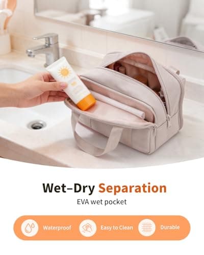 ECOHUB Toiletry Bags for Women, Wide-Open Travel Wash Bag with Wet Pocket — view 4